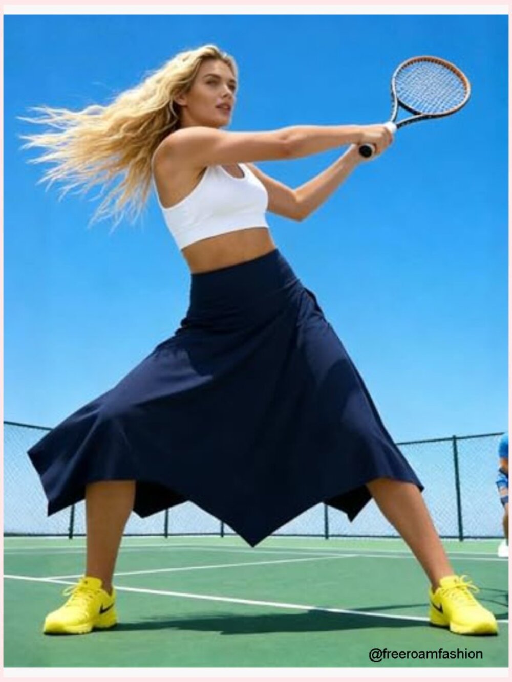 Knee Length Skort with Pockets, High Waisted Tennis Golf Skirt, Athletic Skirt - Picture 6 of 7